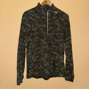 Lululemon Mens Size M Surge Warm 1/2 Zip Camo Green HGOG Pullover Yoga Top Run